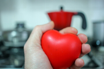 Savoring Serenity: Hand on Red Heart