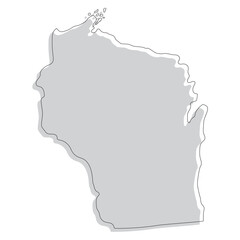 Wisconsin state map. Map of the U.S. state of Wisconsin.