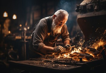 Man Working on Metal Piece
