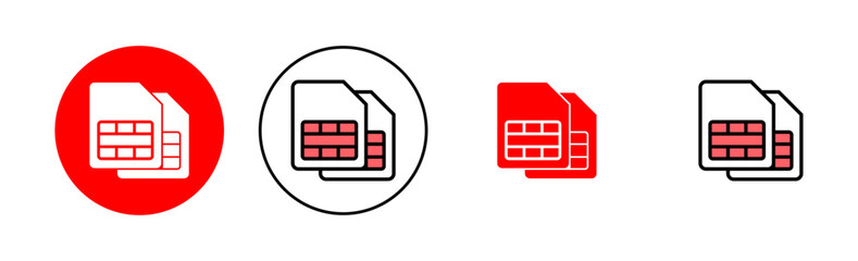 Sim card icon set illustration. dual sim card sign and symbol