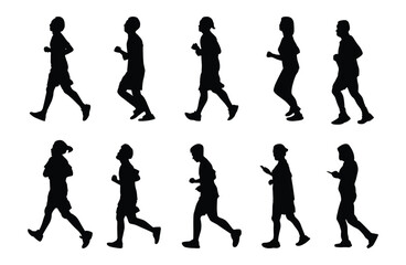 Set running silhouettes. Vector illustration.
