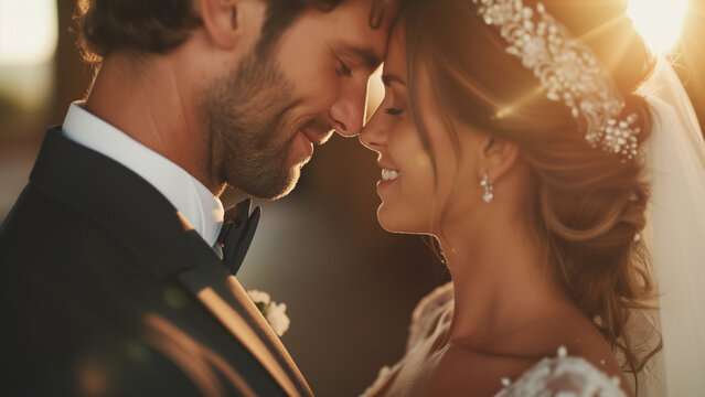 Amidst the ethereal radiance of the golden hour, the profound bond shared by the bride and groom was palpable, infusing their wedding day with an unforgettable essence of love and commitment.