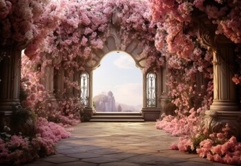 Beautiful Archway Adorned With Pink Flowers
