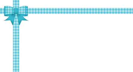 水色ギンガムチェックのリボンのフレーム