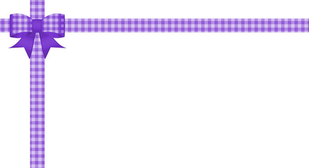 紫色のギンガムチェック柄リボンのフレーム