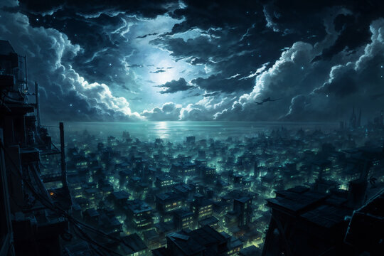 fantasy city at night