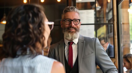 Fototapeta premium Businessman Engaged in a Productive Conversation with a Client, Generative AI