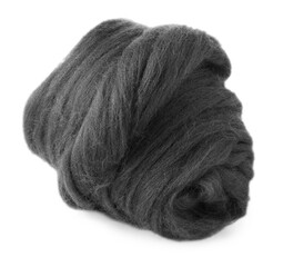 One grey felting wool isolated on white
