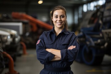 Capturing the Essence of a Professional Woman: A Female Vehicle Inspection Officer at Work