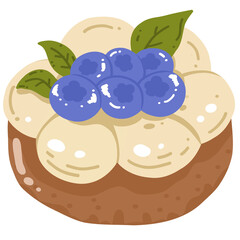 Cake with blueberries illustration