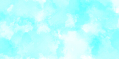 Abstract watercolor blue sky background with space Background with watercolor hand painted wash. Fantasy smooth white shades and blue sky and clouds watercolor paper textured illustration.