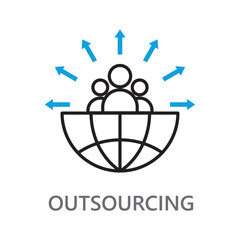 outsourcing icon. Line vector icon on white background. Editable linear style stroke. 