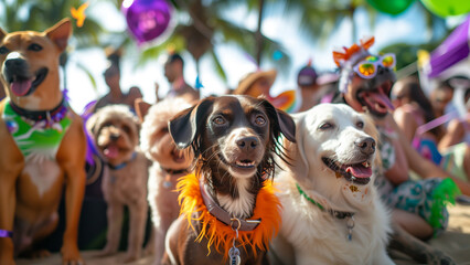 Furry Fiesta: Pets Revel in Beach Carnival