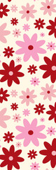 Obraz premium Red and pink floral printable bookmark with spring flowers