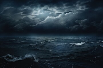 Dramatic Stormy Sea at Night