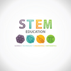 STEM Education Concept Logo. Science Technology Engineering Mathematics.