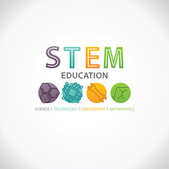 STEM Education Concept Logo. Science Technology Engineering Mathematics.