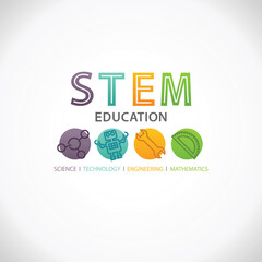STEM Education Concept Logo. Science Technology Engineering Mathematics.