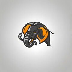 A logo illustration of a majestic elephant on a neutral background. Created with generative AI.