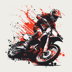 Motorcycle rider on the race. Grunge vector illustration