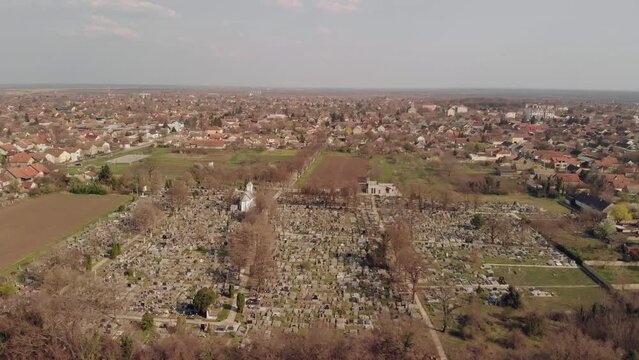 Aerial View of Small Suburban Town of Temerin