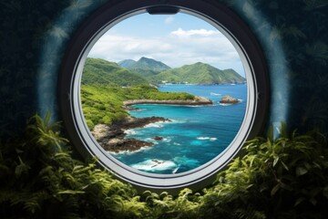 Tropical Paradise Viewed from Porthole