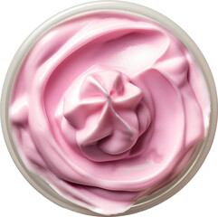 Top view of pink yogurt isolated.