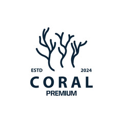 Coral reef logo vector silhouette sea fish habitat simple beautiful sea plants