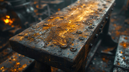 Texture of the tools used in glblowing bearing marks and scars from years of enduring the intense heat of the furnace.