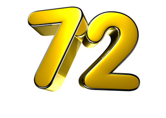 72 gold 3D illustration. Advertising signs. Product design. Product sales. Product code