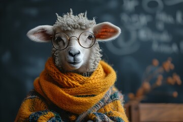 Obraz premium 服を着た羊