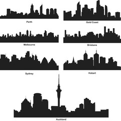 Fototapeta premium Set of australia city skyline silhouette