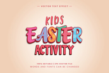 Kids Easter Activity Colorful 3d Text Effect Design