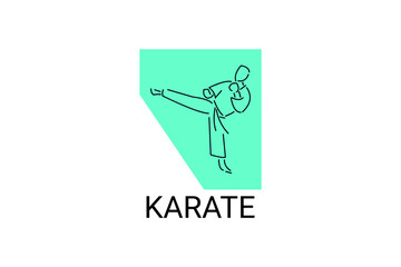 Karate sport vector line icon. sportman, fighting stance. sport pictogram illustration.