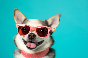 Posh Pup: Chihuahua's Trendy Look - Cute Dog Animal made with Generative AI  