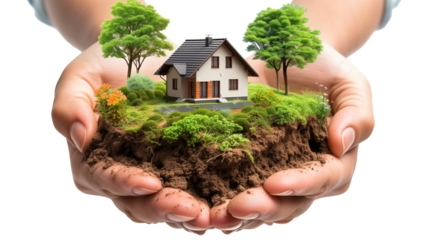 Hands holding a house