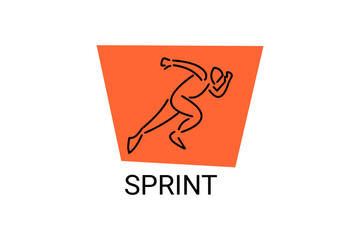 Sprint sport vector line icon. Sprinter running in athletic track. sport pictogram, vector illustration.