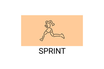 Sprint sport vector line icon. Sprinter running in athletic track. sport pictogram, vector illustration.