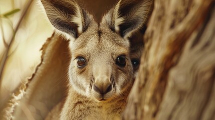 Heartwarming Kangaroo Mother and Joey Bonding AI Generated.