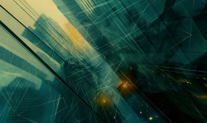 Futuristic City. Abstract city background with lines and complex geometry.