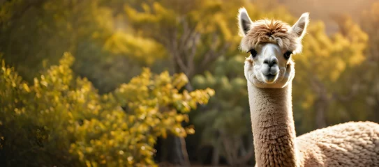 Cercles muraux Lama Alpaca has long neck nature background.with copy space. animal