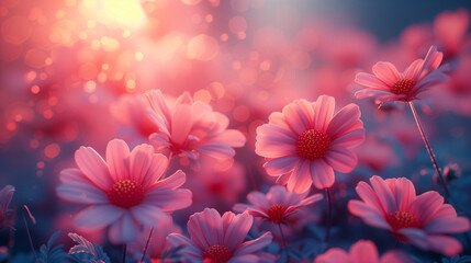pink cosmos flowers in bloom at Spring, mother day or Spring background concept