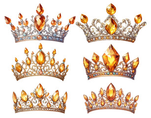 Citrine tiara watercolor illustration material set  © Lapis