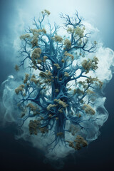 tree-like lungs in fumes and smoke