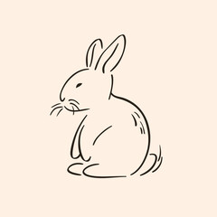 Vector line art rabbit
