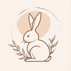 Vector line art rabbit