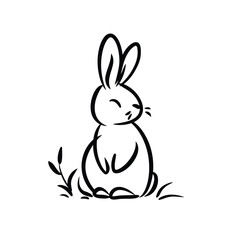 Vector silhouette rabbit symbol logo