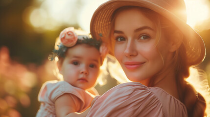 mother and child in Spring,Mother day concept, mother day background - Powered by Adobe