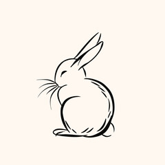 Vector silhouette rabbit symbol logo