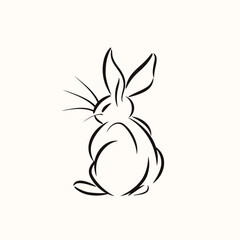 Vector silhouette rabbit symbol logo